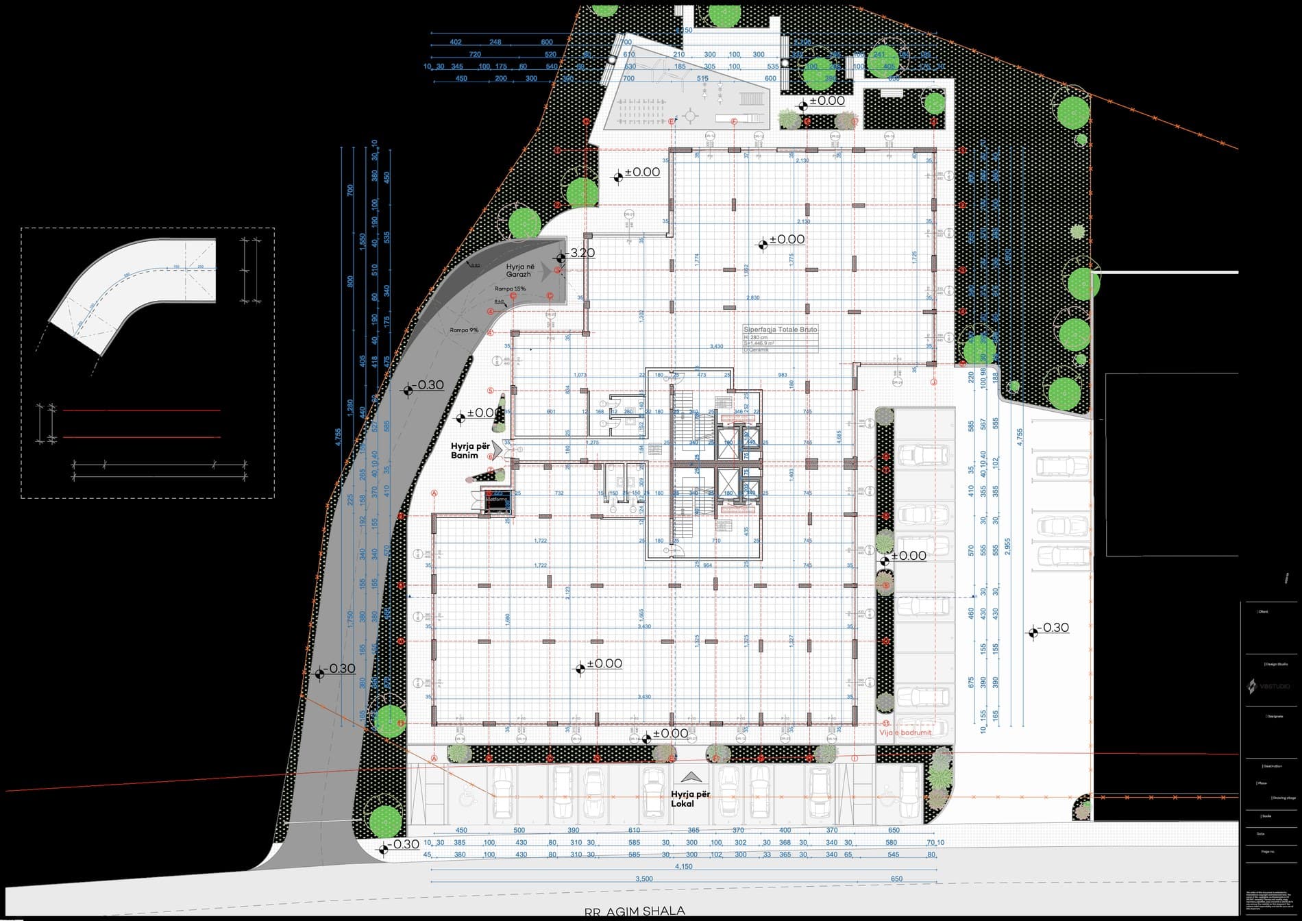 Baza e përdheses — Lokal 250 m² + terrasë 195 m²