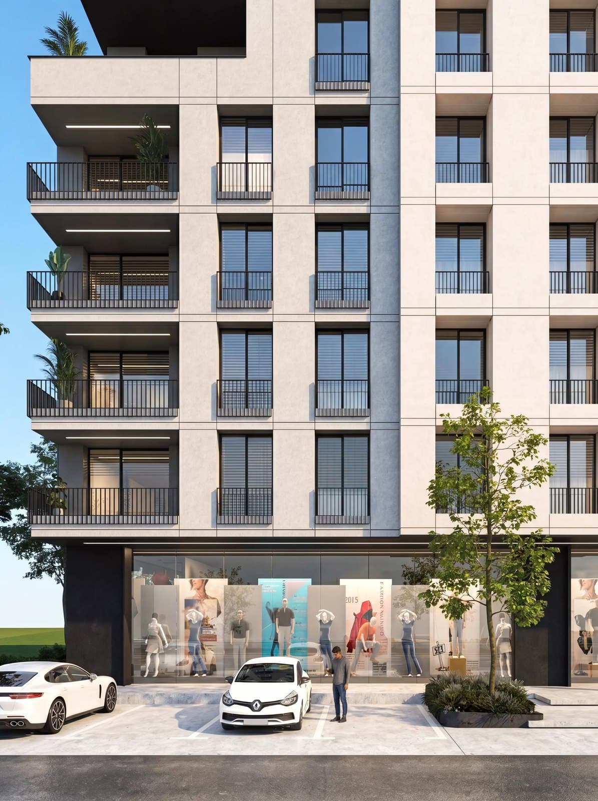 Tranzit Residence — fasada me lokale në përdhesë, Tranziti i Ri